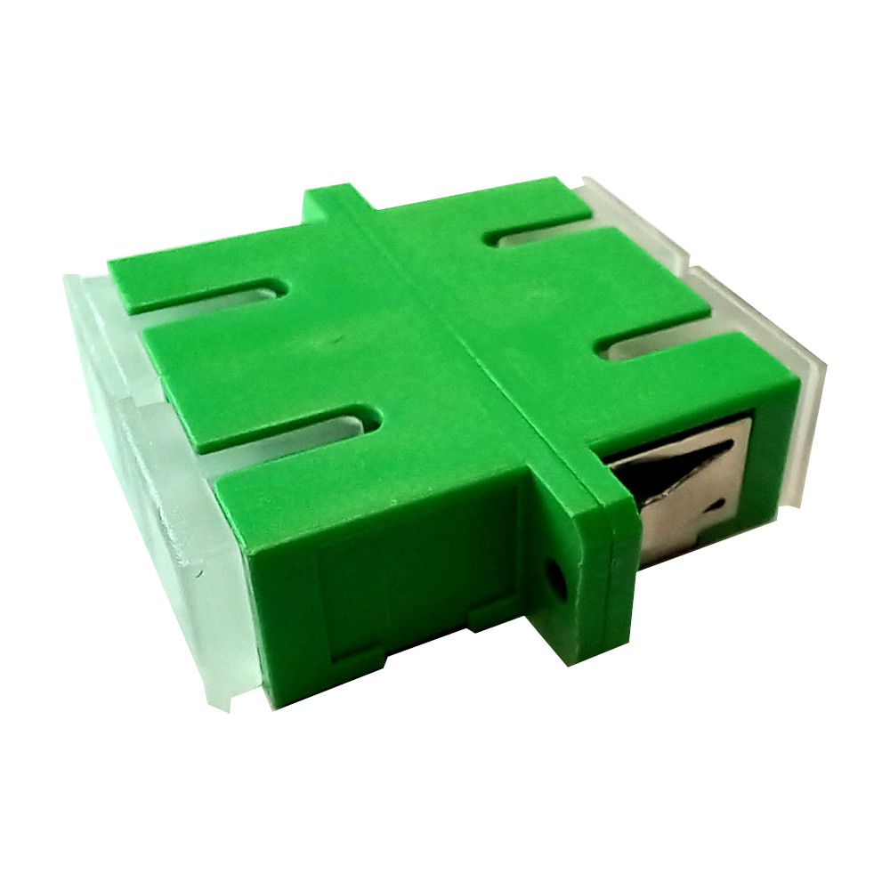 Adaptateur Duplex Fibre Optique SC/APC Femelle-femelle - Couleur Verte, Avec Capuchon Autobloquant - Pour Connexion Monomode